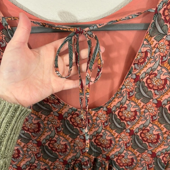 Buddy Love Short Mini Dress Sz S Long Sleeve Floral Romantic Open Back Spring - Picture 5 of 8